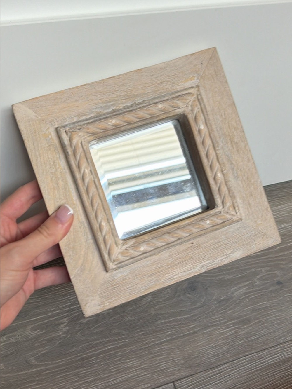 Distressed Wood Square Accent Mirror - Natural Finish